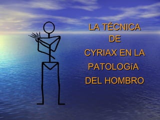 LLAA TTÉÉCCNNIICCAA 
DDEE 
CCYYRRIIAAXX EENN LLAA 
PPAATTOOLLOOGGííAA 
DDEELL HHOOMMBBRROO 
 