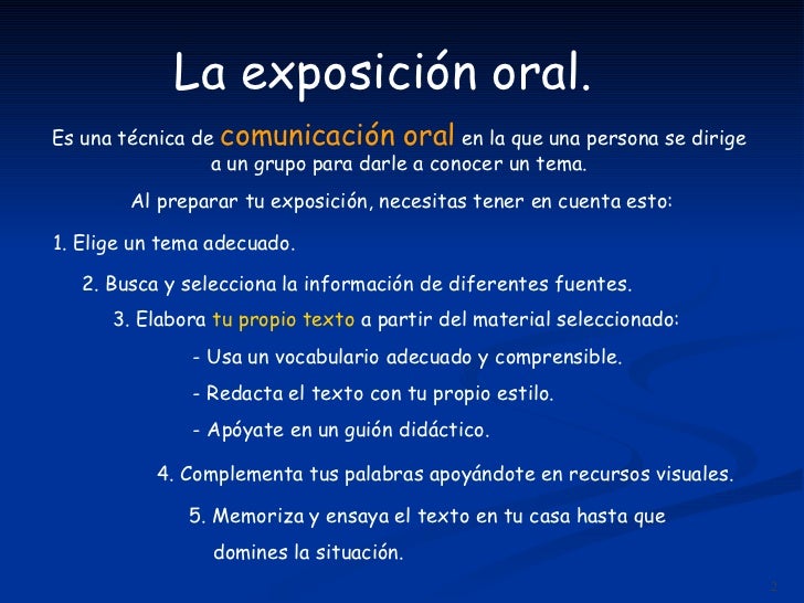 Preparación de exposiciones orales.