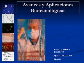 Avances y Aplicaciones Biotecnológicas Lcdo. CARLOS R FELICITA QUITO ECUADOR 14-06-08 