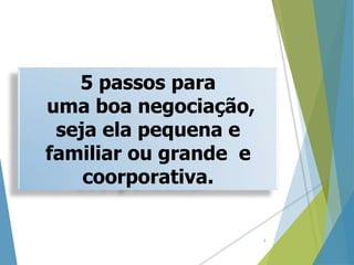 5 passos para
uma boa negociação,
seja ela pequena e
familiar ou grande e
coorporativa.
2
 