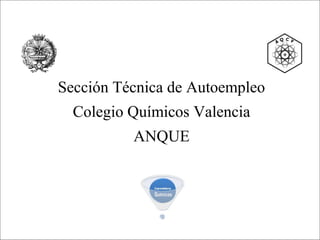 1/26Juan A. Moreno. Químico, Directivo, Packaging Alimentación. © 2014 Colegio Químicos Valencia
Sección Técnica de Autoempleo
Colegio Químicos Valencia
ANQUE
 