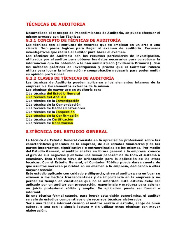 Técnicas de auditoria