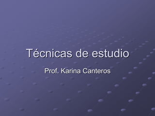 Técnicas de estudio<br />Prof. Karina Canteros<br />