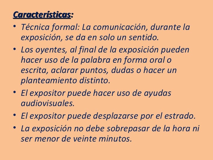 TÉCNICAS DE EXPOSICIÓN