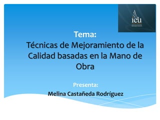 Tema:
Técnicas de Mejoramiento de la
Calidad basadas en la Mano de
Obra
Presenta:
Melina Castañeda Rodríguez
 