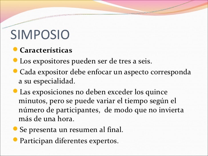 Resultado de imagen para que es el simposio y sus caracteristicas