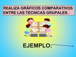 REALIZA GRÀFICOS COMPARATIVOS
ENTRE LAS TECNICAS GRUPALES.
EJEMPLO:
 