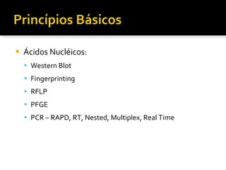 Ácidos Nucléicos: Western Blot Fingerprinting RFLP PFGE PCR – RAPD, RT, Nested, Multiplex, Real Time 