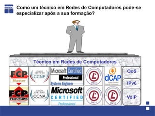 Técnico em Redes de ComputadoresComo um técnico em Redes de Computadores pode-se especializar após a sua formação?QoSIPv6VoIP