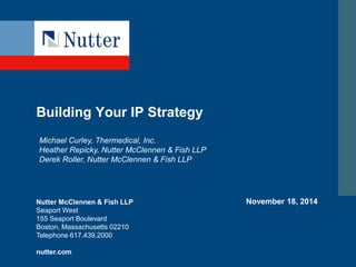 Building Your IP Strategy 
Nutter McClennen & Fish LLP 
Seaport West 
155 Seaport Boulevard 
Boston, Massachusetts 02210 
Telephone 617.439.2000 
nutter.com 
November 18, 2014 
Michael Curley, Thermedical, Inc. 
Heather Repicky, Nutter McClennen & Fish LLP 
Derek Roller, Nutter McClennen & Fish LLP 
 