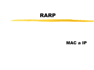 RARP
MAC a IP
 