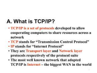 The Internet protocol suite, commonly known as TCP/IP, is a framework ...