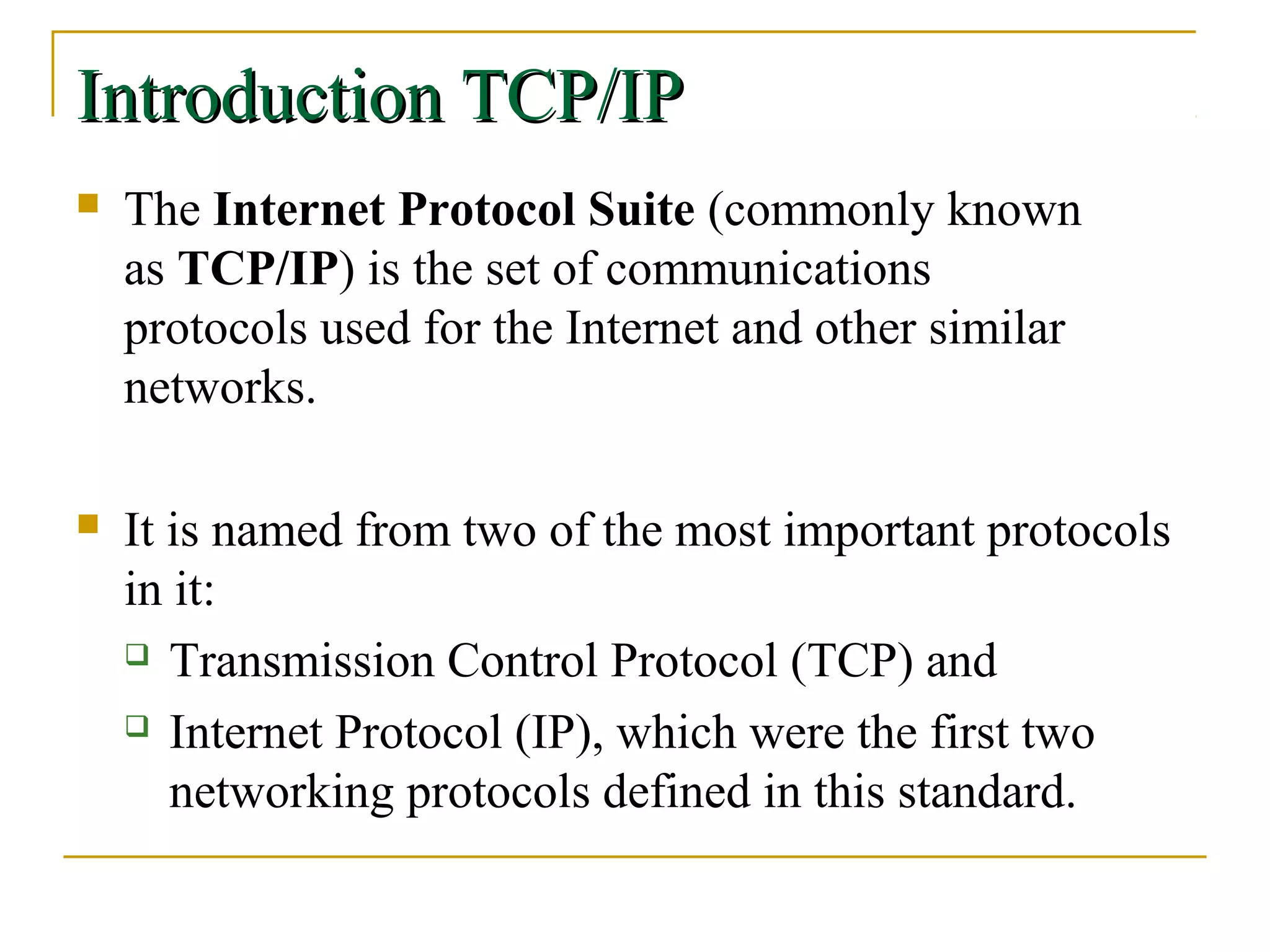 TCP/IP Protocols With All Layer Description | PPT | Computer Networking ...