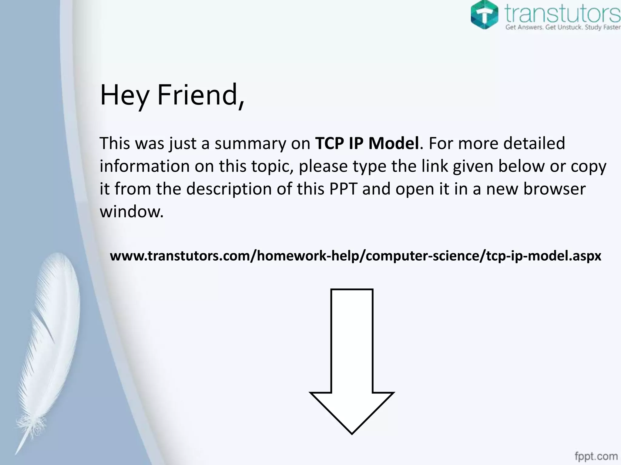 TCP IP Model | Computer Science | PPT