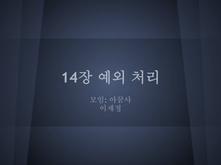 14장 예외 처리
  모임: 아꿈사
   이재정
 