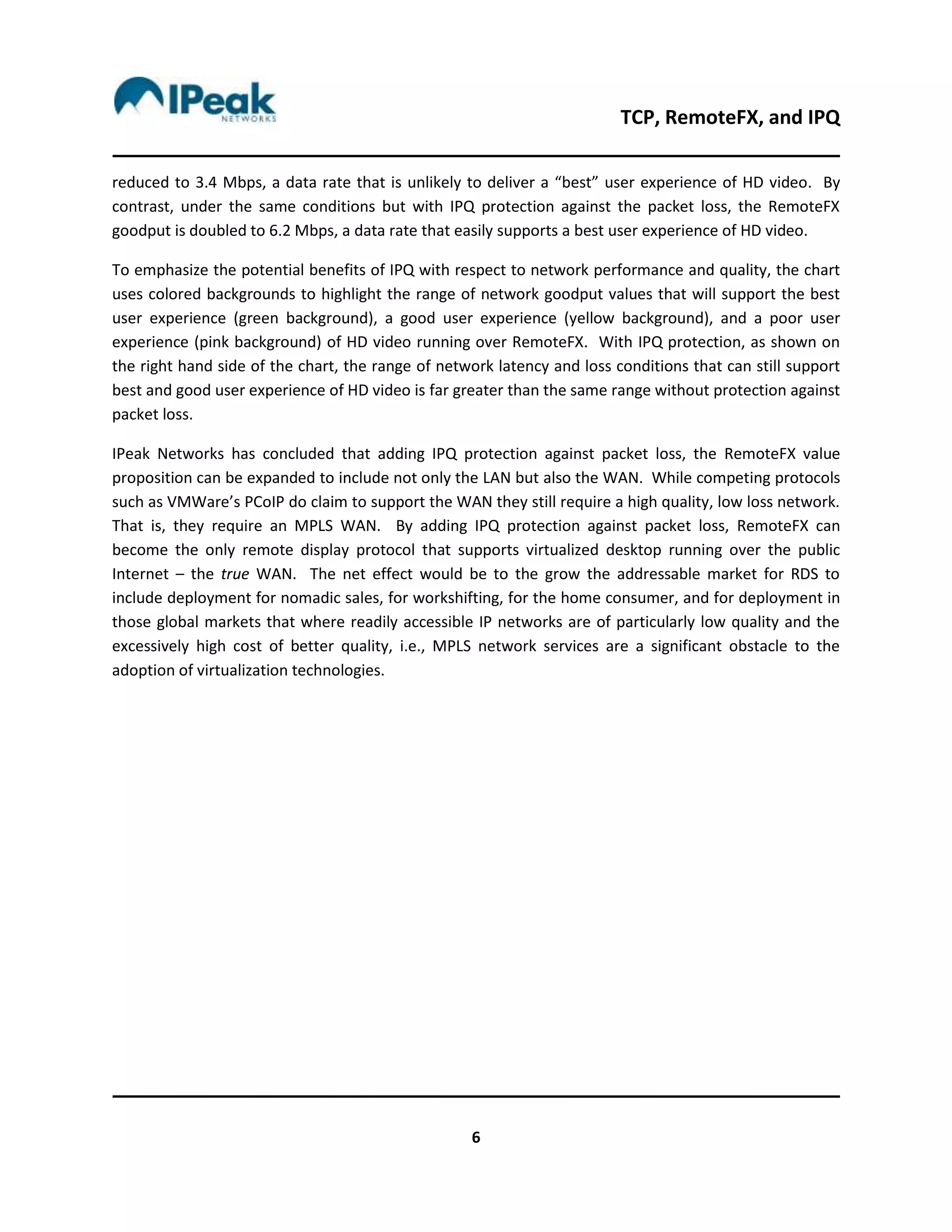 TCP RemoteFX and IPQ