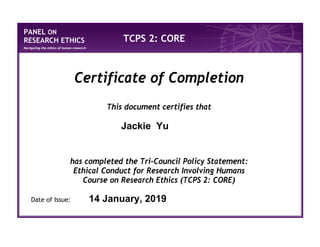 Tri-Council Policy Statement: Ethical Conduct for Research Involving ...