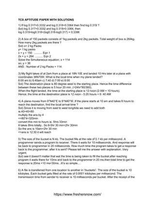 TCS Aptitude Questions.pdf paperrrrtttrrrrrrrrrr | PDF