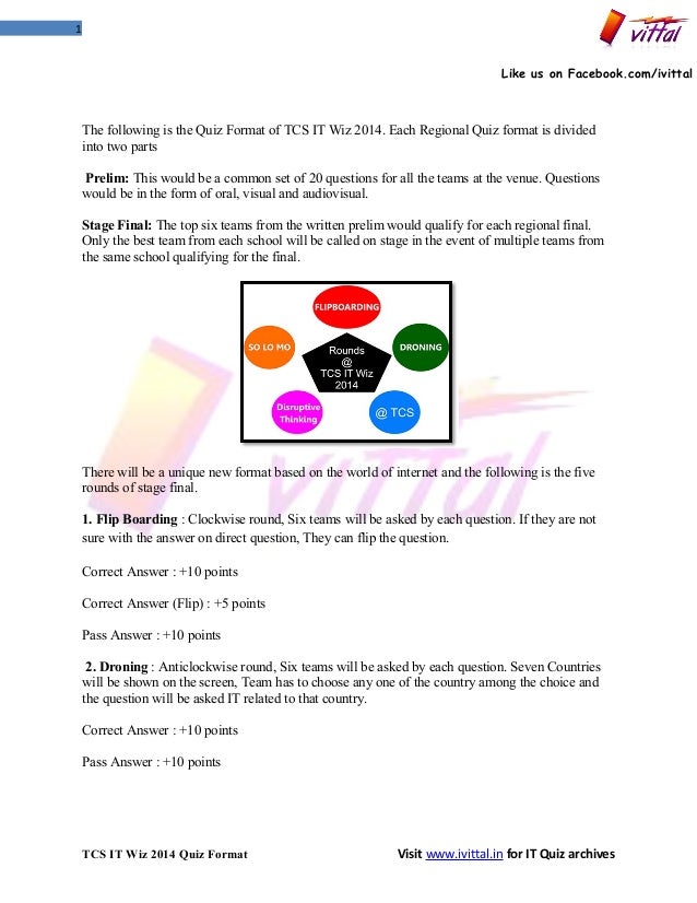 tcs it wiz 2014 quiz format format wiz