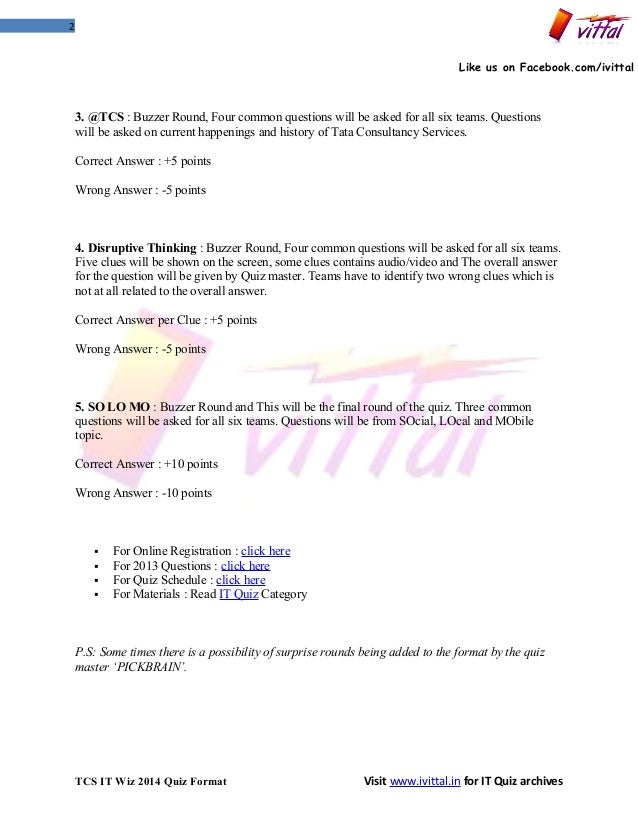 tcs it wiz 2014 quiz format format wiz