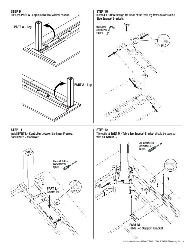 Installation Manual Height Adjustable Table Three Leg Kit