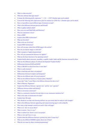 Tcs technical interview questions | PDF image.