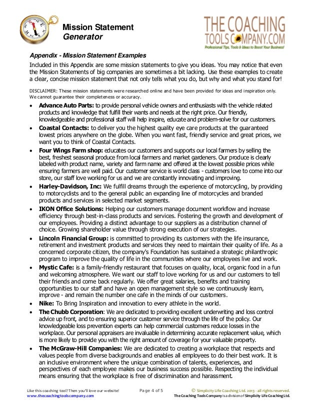 Business Mission Statement Generator Tool