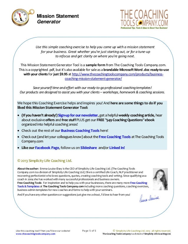 Business Mission Statement Generator Tool