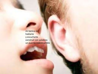mi táctica es
hablarte
y escucharte
construir con palabras
un puente indestructible
 