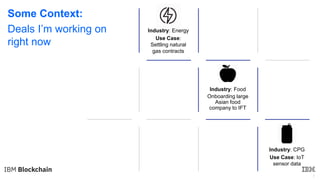 7
Some Context:
Deals I’m working on
right now
Industry: Energy
Use Case:
Settling natural
gas contracts
Industry: Food
Onboarding large
Asian food
company to IFT
Industry: CPG
Use Case: IoT
sensor data
 