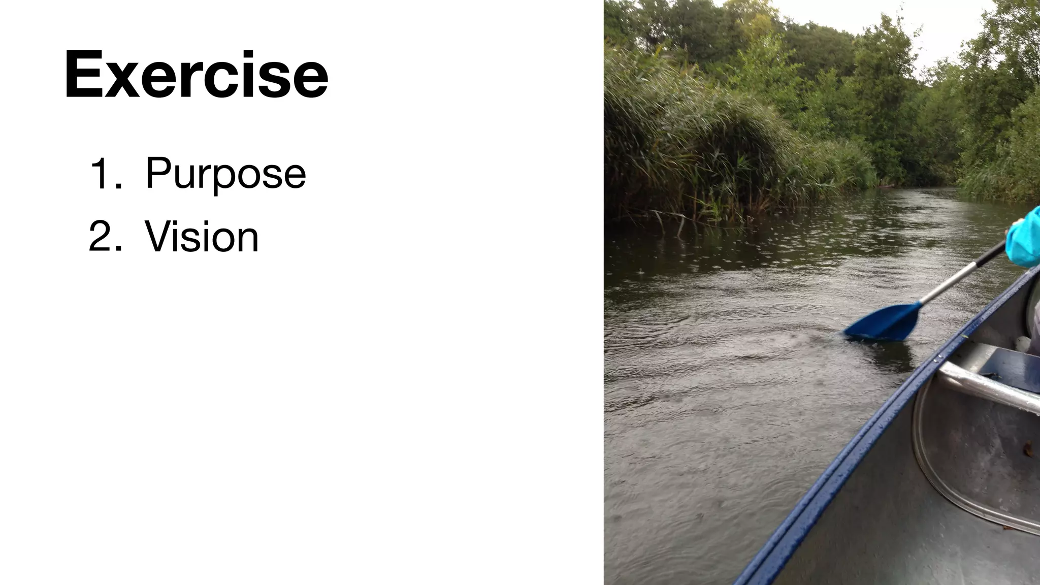 Exercise
1. Purpose

2. Vision
 