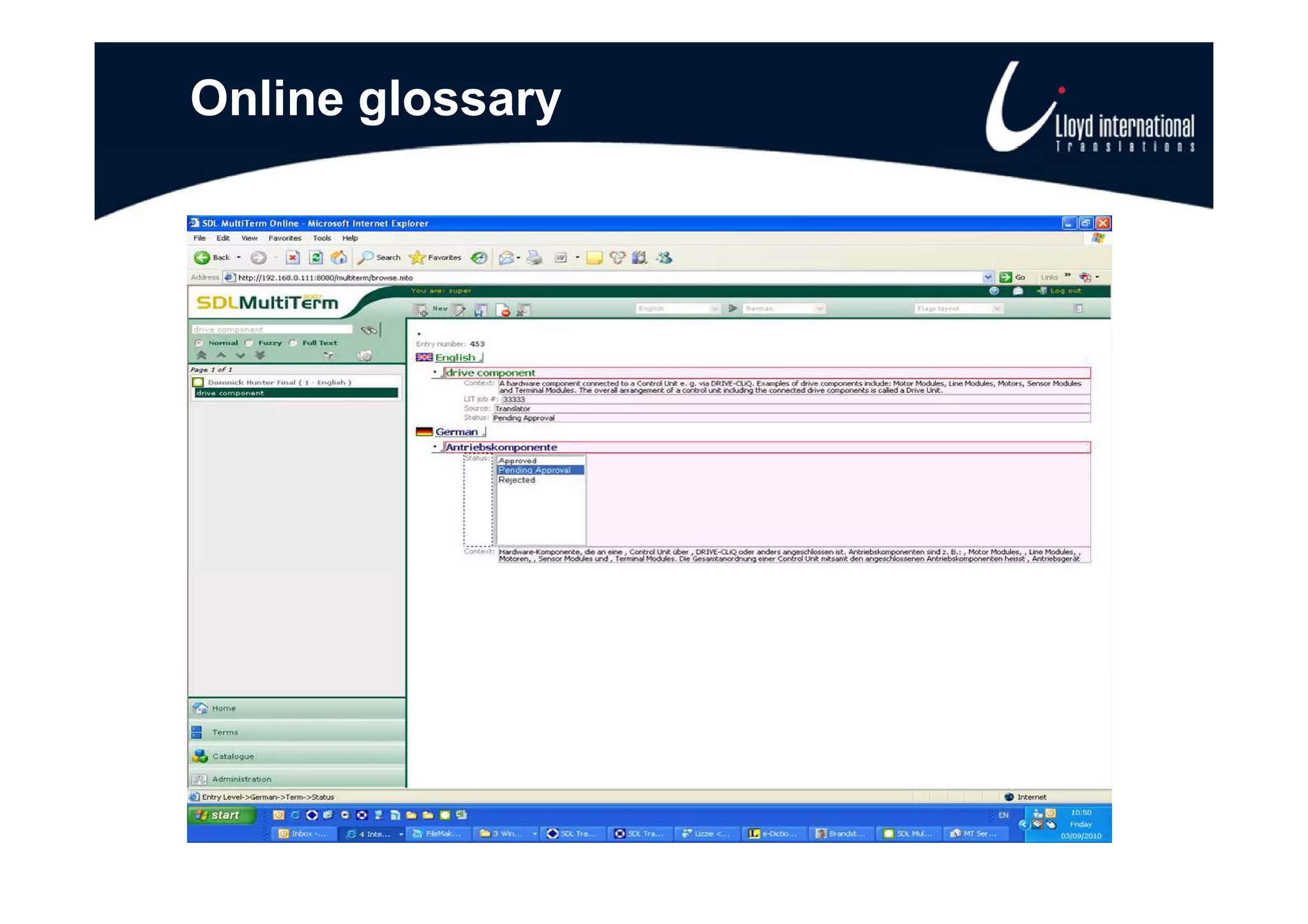 Online glossary
 