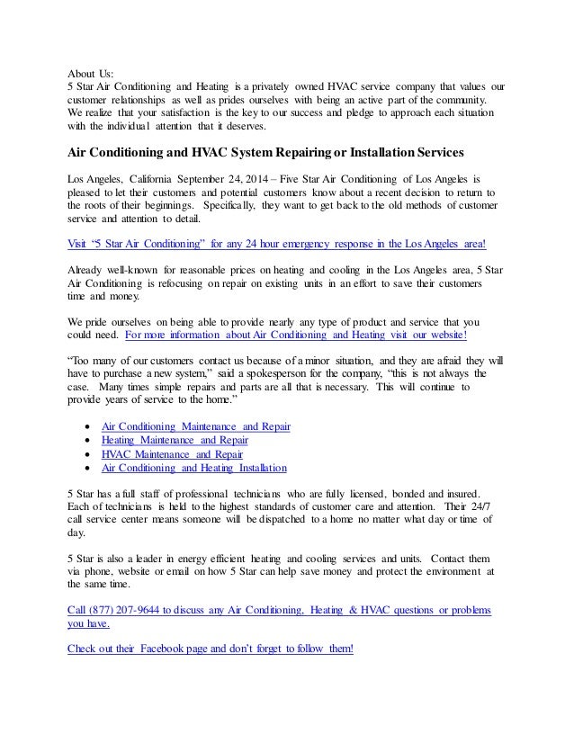 5 star heating and air conditioning