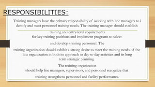 Roles Responsibility And Challenges Of Trainnig Manager
