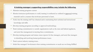 Roles Responsibility And Challenges Of Trainnig Manager