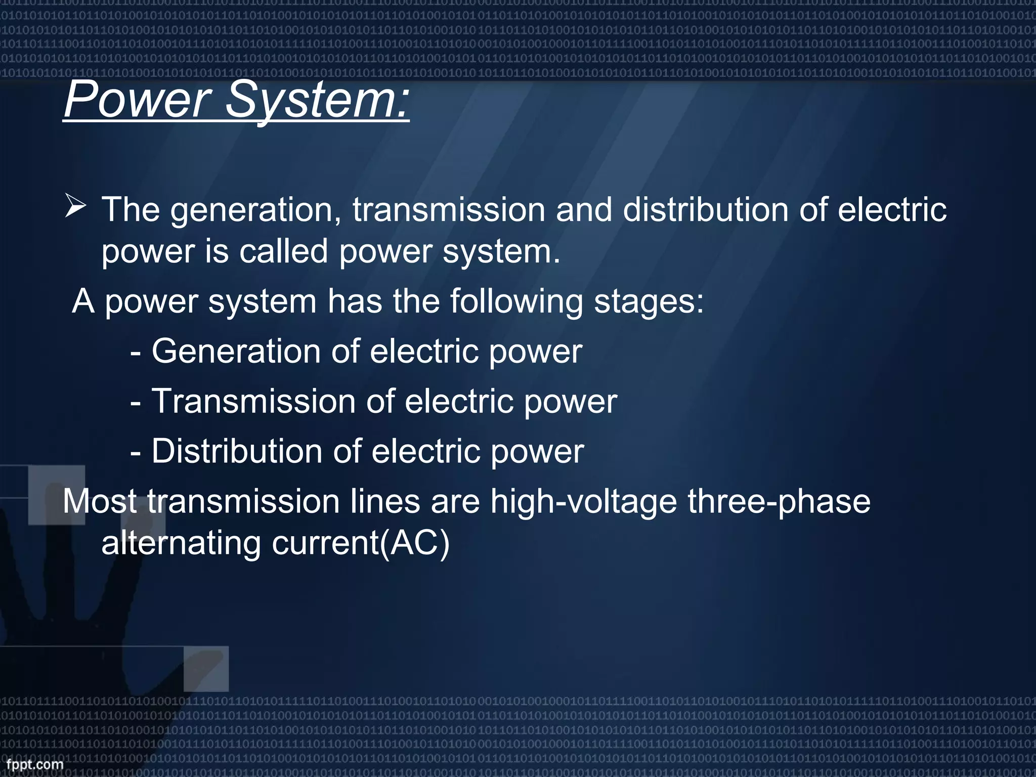 Transmission and Distribution of Electric Power system | PPT