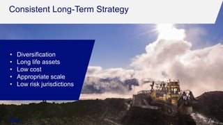 Consistent Long-Term Strategy
35
• Diversification
• Long life assets
• Low cost
• Appropriate scale
• Low risk jurisdictions
 