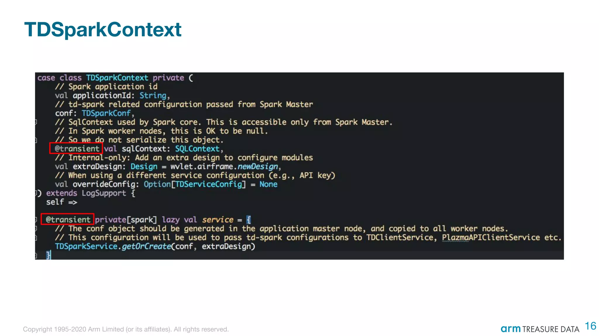 Copyright 1995-2020 Arm Limited (or its aﬃliates). All rights reserved.
TDSparkContext
16
 