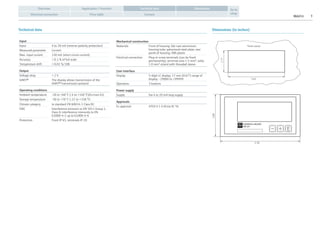 RIA251 3
Application / FunctionOverview
Electrical connection Price table Contact
Go to
shop
DimensionsTechnical data
Technical data Dimensions (in inches)
Input
Input 4 to 20 mA (reverse-polarity protection)
Measured parameter Current
Max. input current 150 mA (short circuit current)
Accuracy < 0.1 % of full scale
Temperature drift < 0.01 %/10K
Output
Voltage drop < 2 V
HART® The display allows transmission of the
HART® transmission protocol
Operating conditions
Ambient temperature -20 to +60 °C (-4 to +140 °F)(Ex/non Ex)
Storage temperature -30 to +70 °C (-22 to +158 °F)
Climate category to standard EN 60654-1 Class B2
EMC Interference emission to EN 5011 Group 1,
Class A; interference immunity to EN
61000-4-2 up to 61000-4-6
Protection Front IP 65, terminals IP 20
Panel cutout
1.77
3.62
1.89
3.78
Mechanical construction
Materials Front of housing: Die-cast aluminium;
housing tube: galvanized steel plate; rear
panel of housing: ABS plastic
Electrical connection Plug-in screw terminals (can be fixed
permanently), terminal area 1.5 mm², solid,
1.0 mm² strand with threaded sleeve
User interface
Display 5-digit LC display, 17 mm (0.67”) range of
display: -19000 to +99999
Operation 3 buttons
Power supply
Supply Via 4 to 20 mA loop supply
Approvals
Ex approval ATEX II 1 G EExia IIC T6
 
