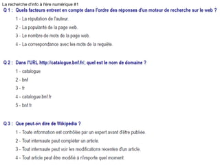 2021-2022 - UE Culture Numérique L2 – UFR Sciences et Technologies
6
La recherche d'info à l'ère numérique #1
 