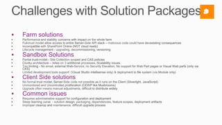    Farm solutions


   Sandbox Solutions


   Client Side solutions

   Common issues
 