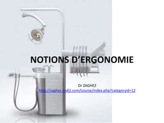 NOTIONS D’ERGONOMIE
Dr ZAGHEZ
http://zaghez.mdl2.com/course/index.php?categoryid=12
 