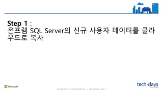 Step 1 :
온프렘 SQL Server의 신규 사용자 데이터를 클라
우드로 복사
 