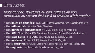 Toute donnée, structurée ou non, raffinée ou non,
constituant ou servant de base à la création d’information
 