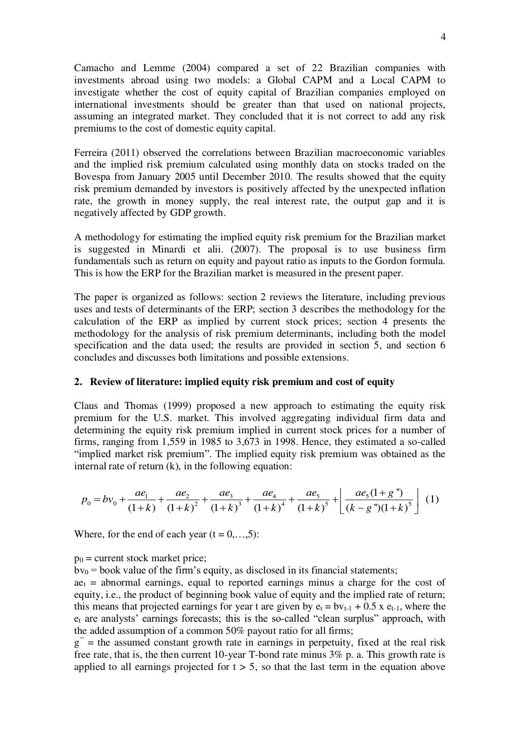 Determinants Of The Implied Equity Risk Premium In Brazil