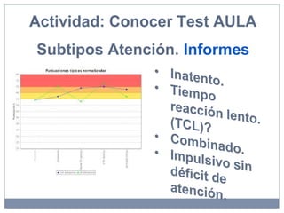 Actividad: Conocer Test AULA
Subtipos Atención. Informes
 