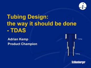 Tubing Design:
the way it should be done
- TDAS
Adrian Kemp
Product Champion
Casing
Tubing
 