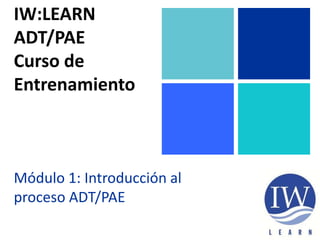 IW:LEARN
ADT/PAE
Curso de
Entrenamiento
Módulo 1: Introducción al
proceso ADT/PAE
 