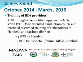 Tanzania Dairy Board progress report: Improving quality assurance and communication in Tanzania 