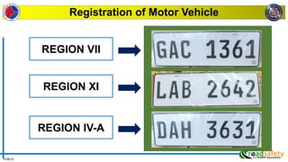 PUBLIC
Registration of Motor Vehicle
REGION VII
REGION XI
REGION IV-A
 